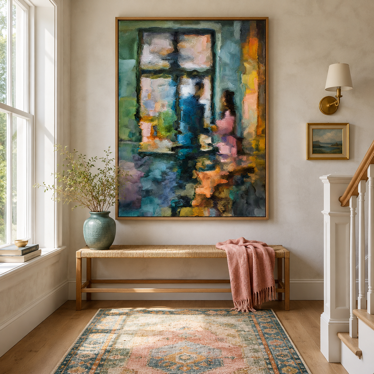 Hand-Painted Abstract Water Reflection Painting -- Modern Contemporary Wall Art Forever