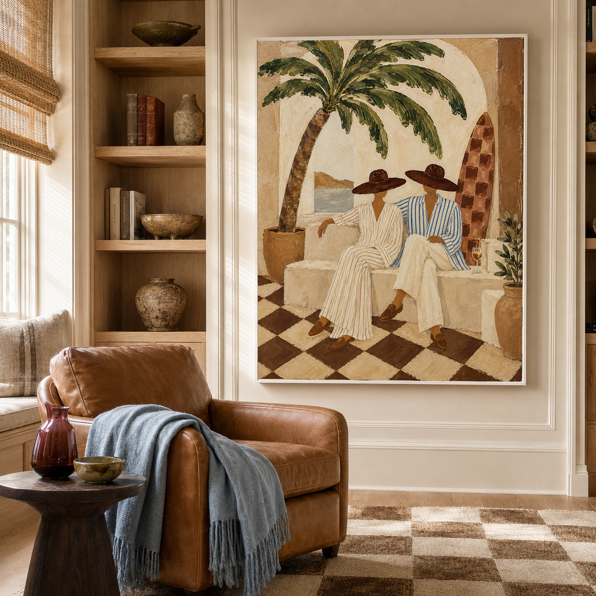 Coastal Surf Couple Beige Painting