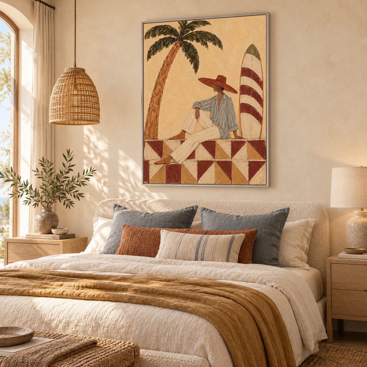 Coastal Surf Couple Brown Painting