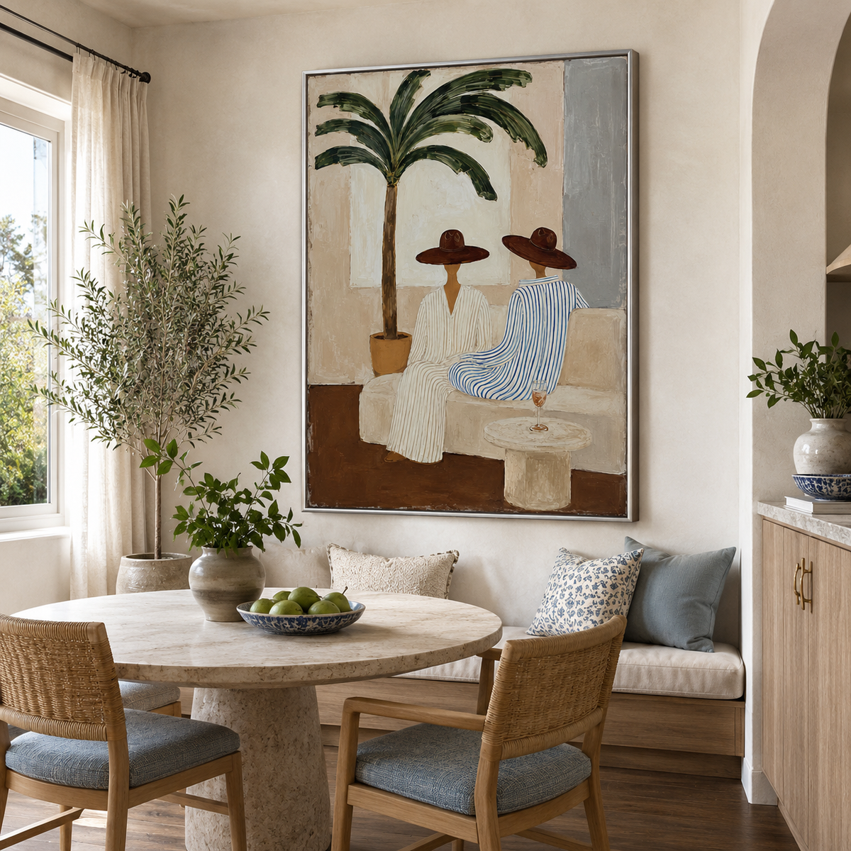 Serene Palms - Hand-Painted Minimalist Canvas Art