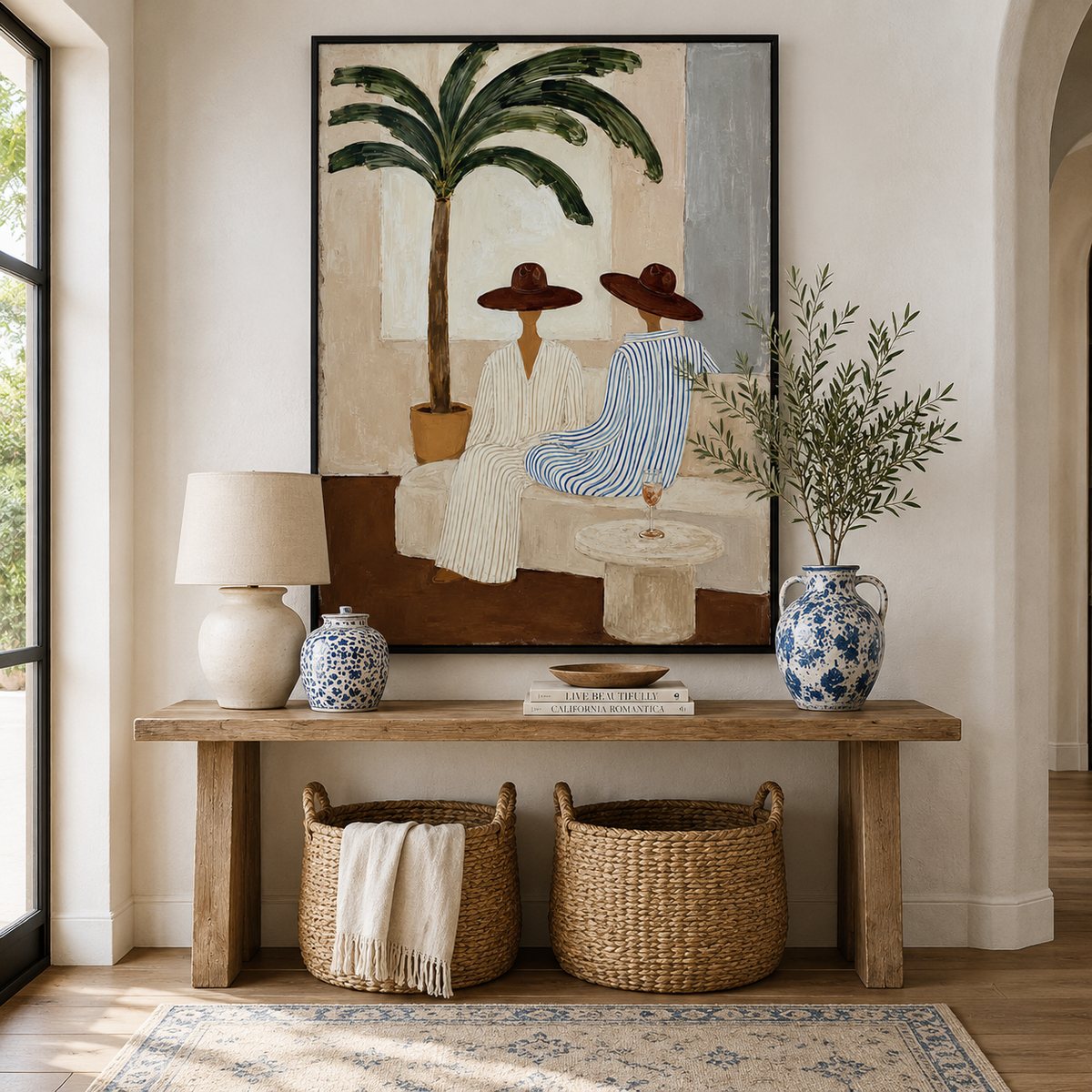 Serene Palms - Hand-Painted Minimalist Canvas Art