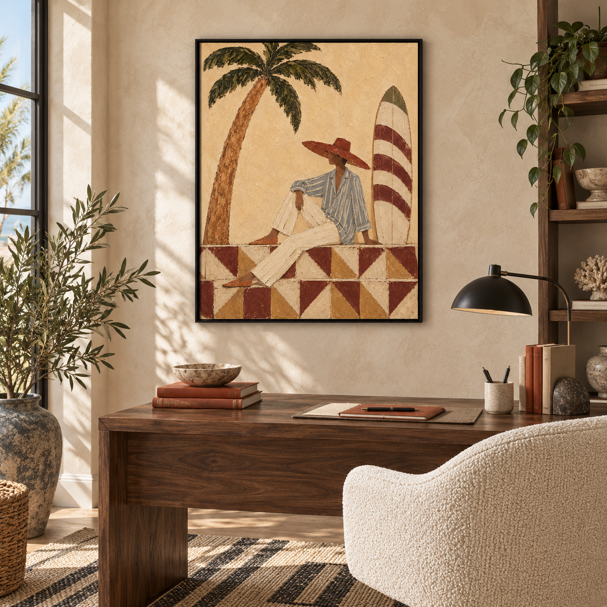 Coastal Surf Couple Brown Painting