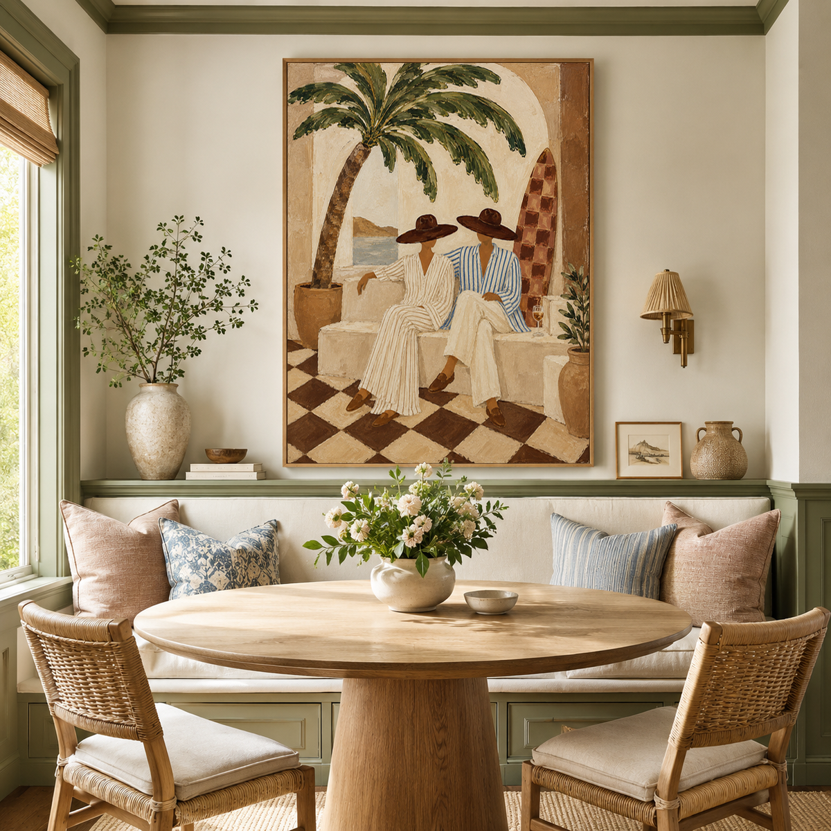 Coastal Surf Couple Beige Painting