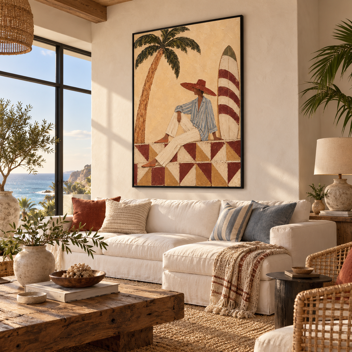 Coastal Surf Couple Brown Painting