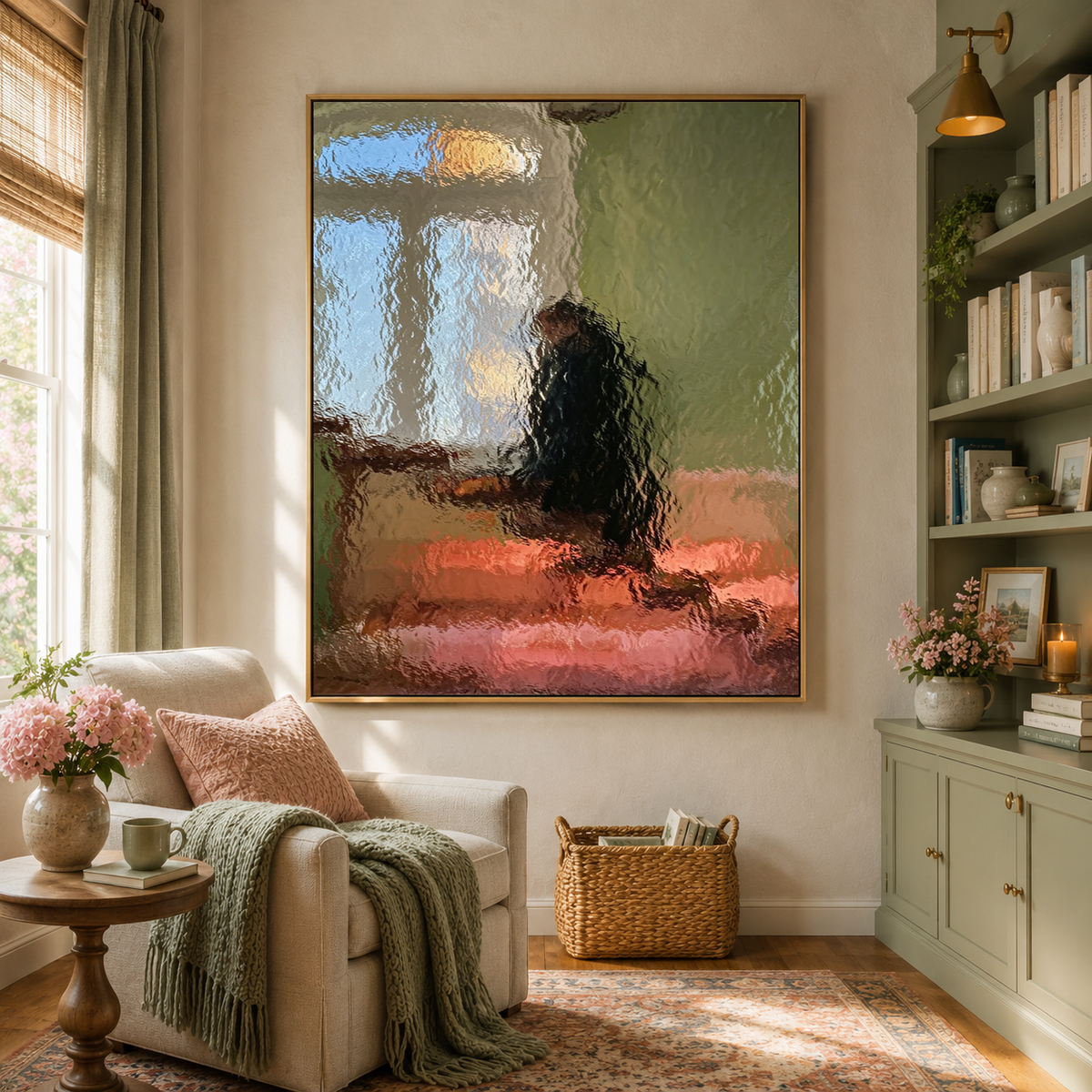 Hand-Painted Abstract Water Reflection Painting -- Modern Contemporary Wall Art UpUp