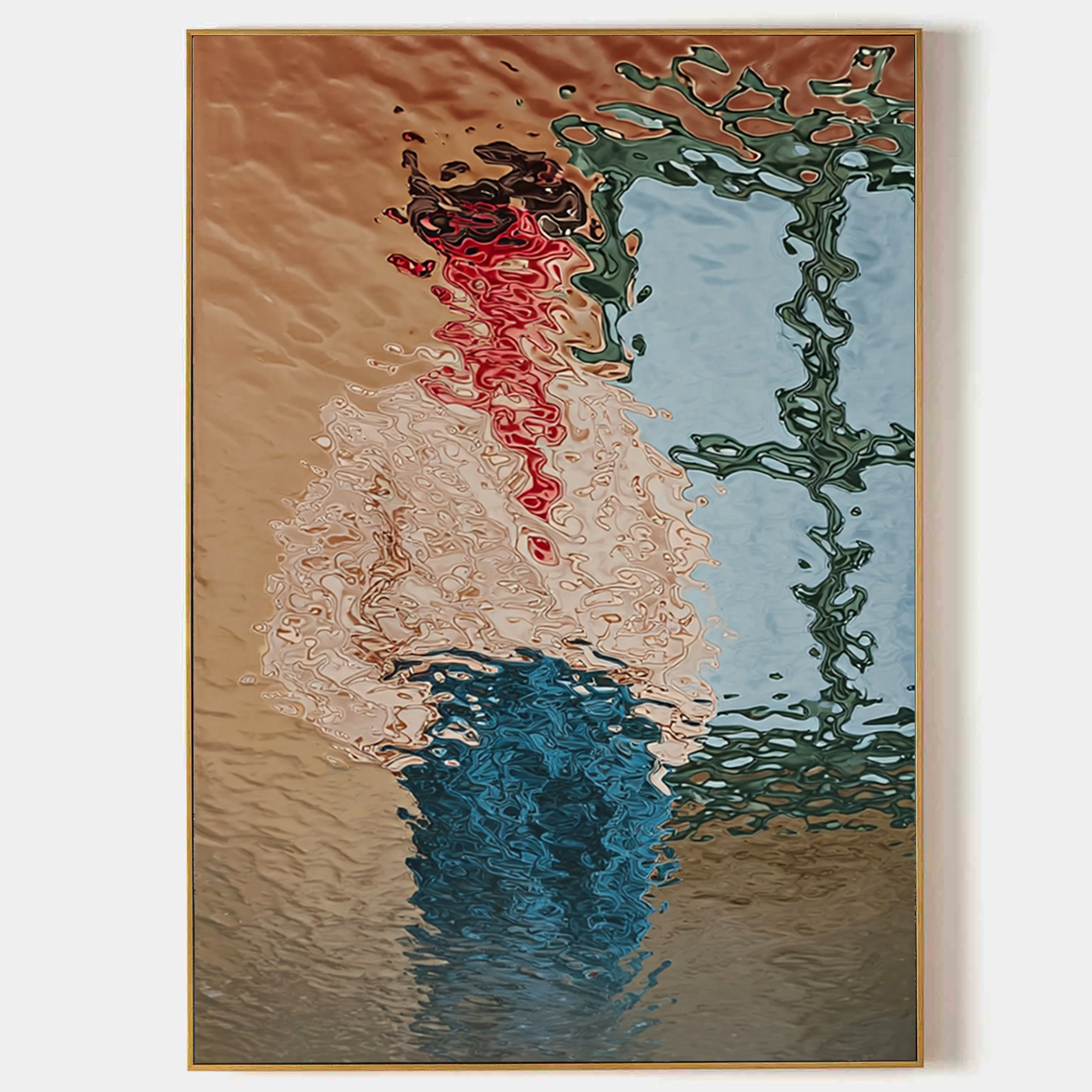 Hand-Painted Abstract Water Reflection Painting -- Modern Contemporary Figurative Canvas Art