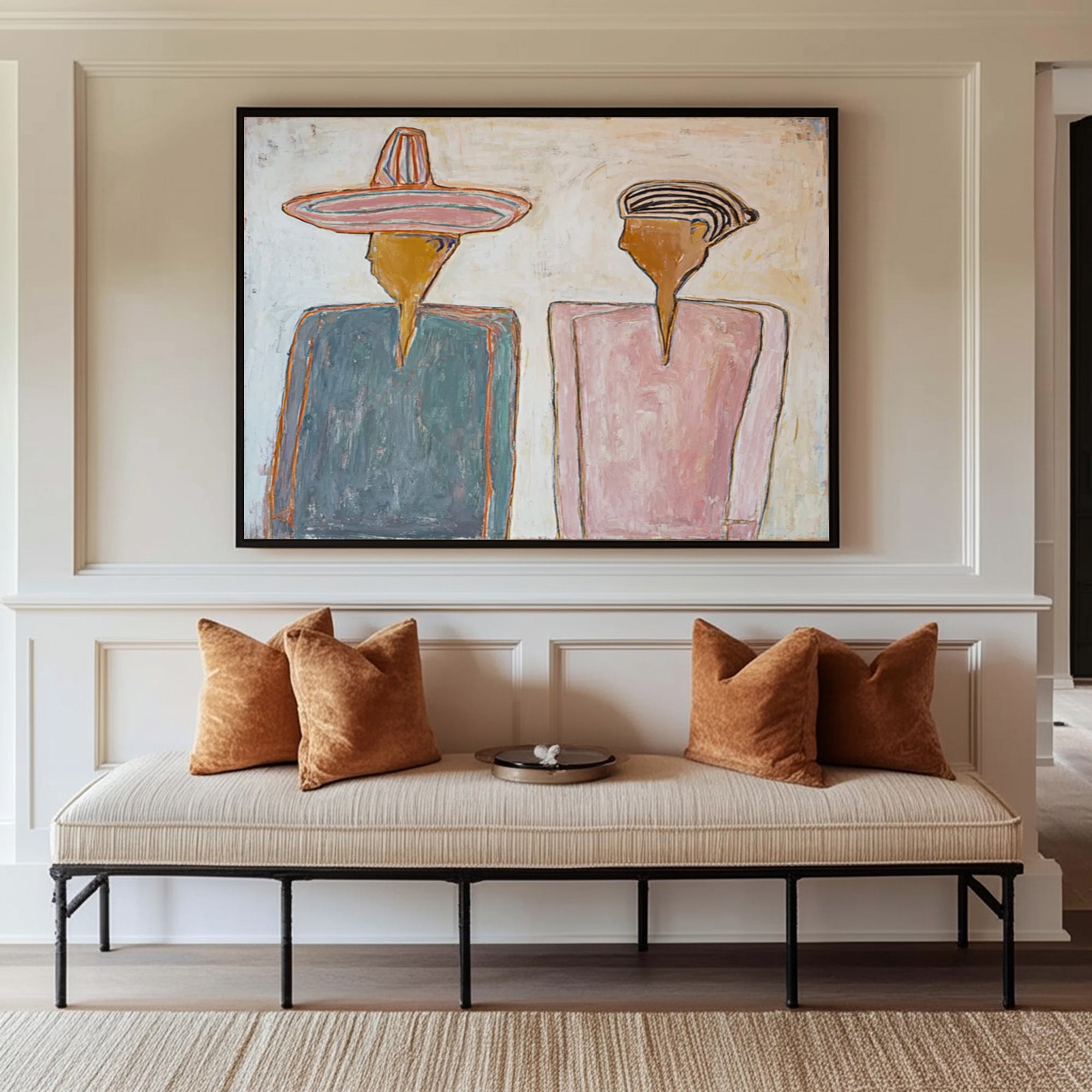 The Shared Silence -- Textured Modernist Figurative Painting