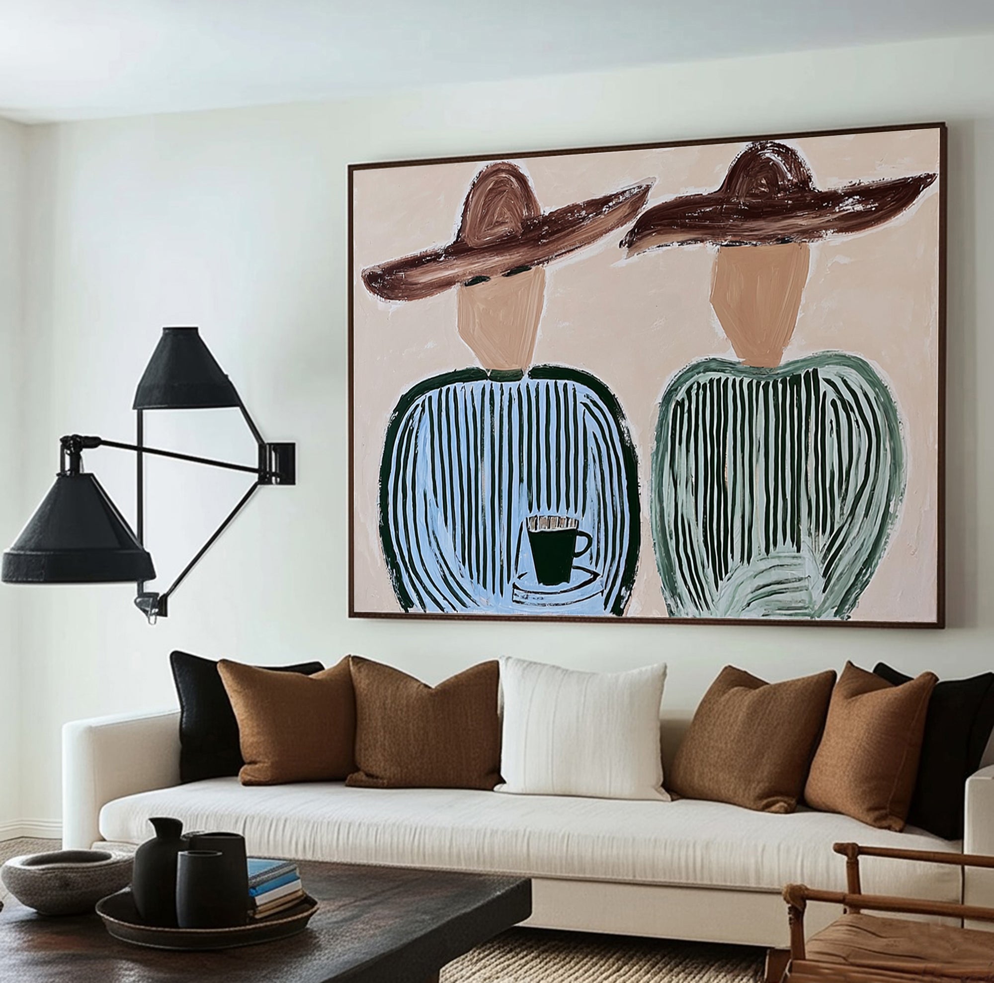 Under the Brim -- Abstract Human Form Oil Painting