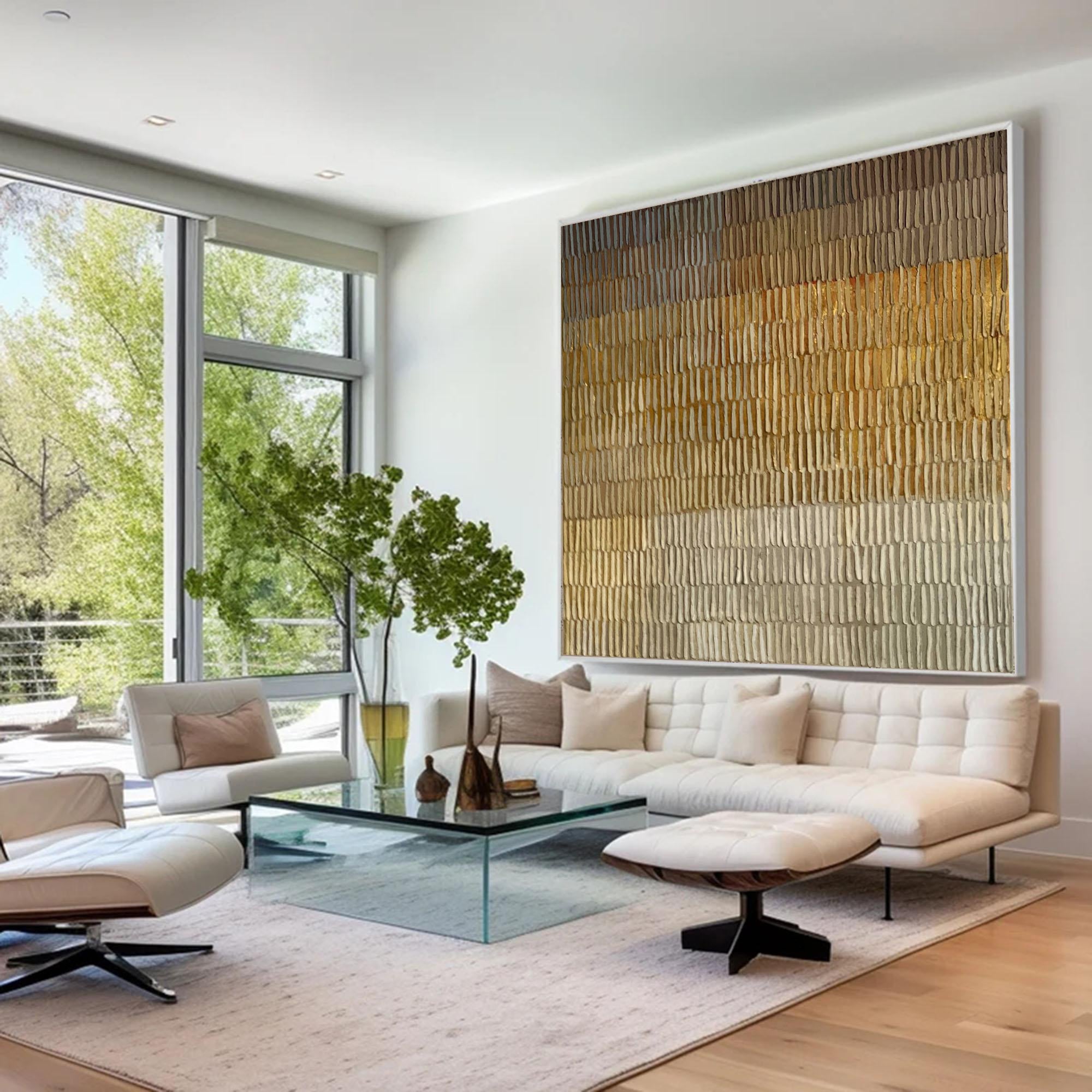 Textured Beige Brown Abstract Painting, Modern Minimalist Wall Art