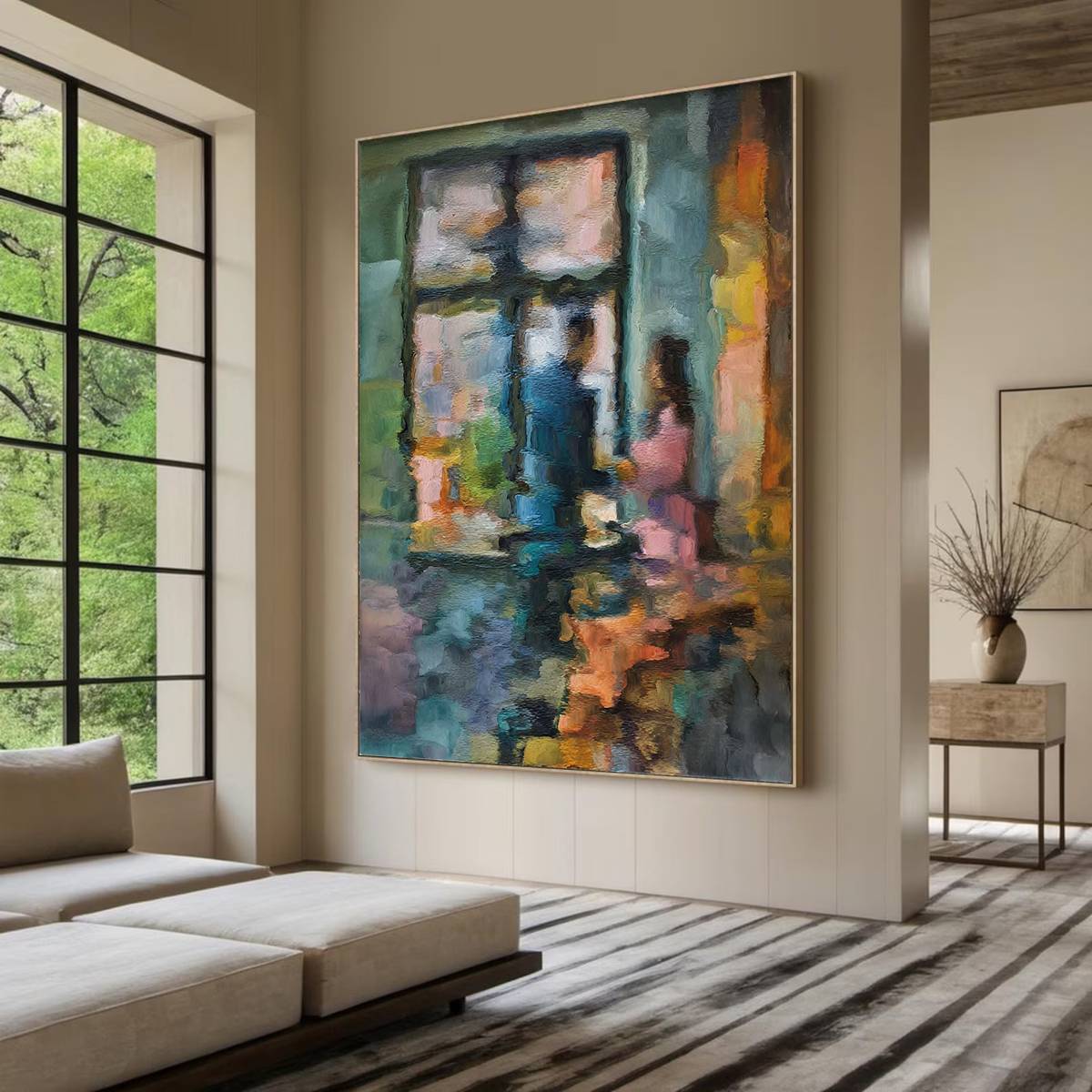 Hand-Painted Abstract Water Reflection Painting -- Modern Contemporary Wall Art Forever