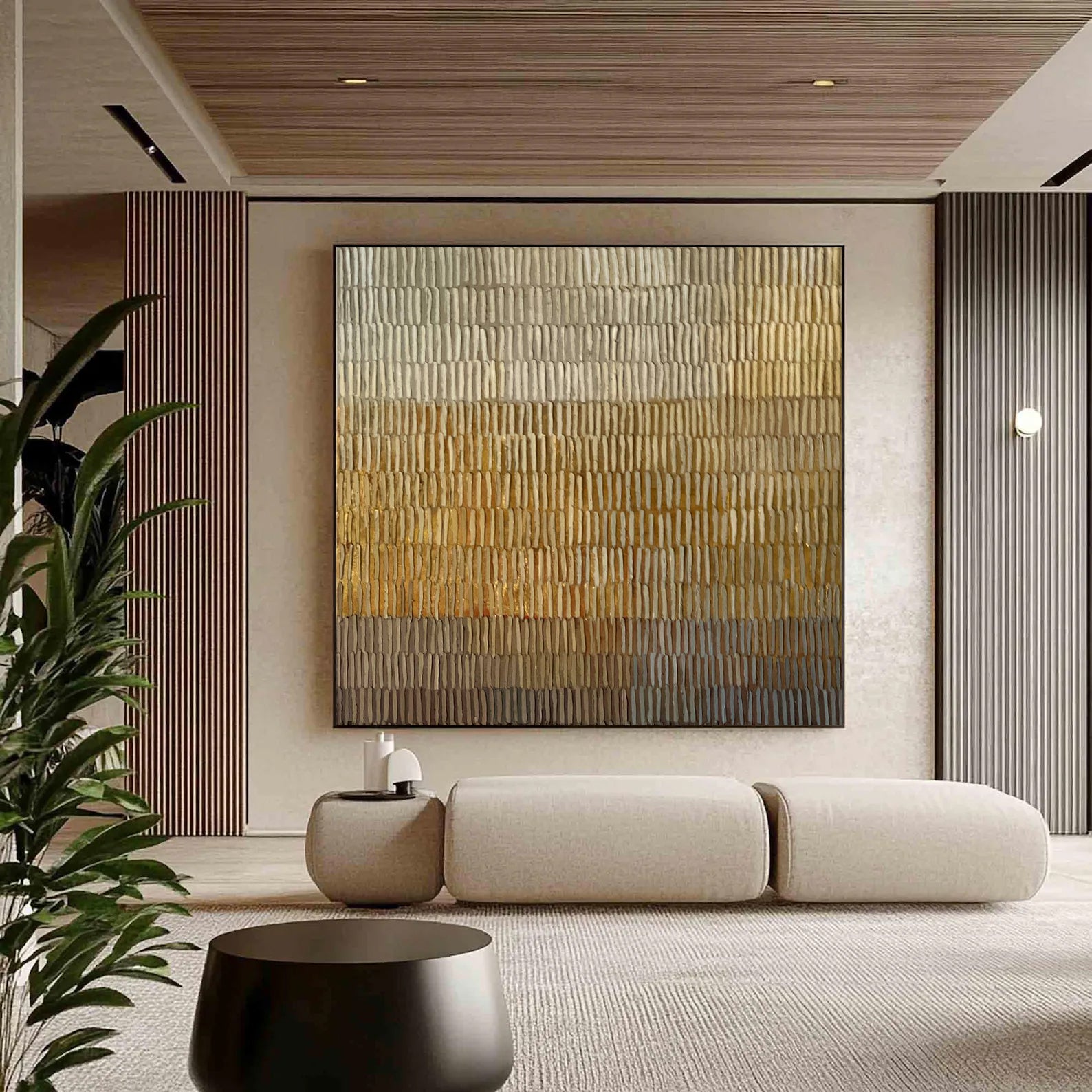 Textured Beige Brown Abstract Painting, Modern Minimalist Wall Art