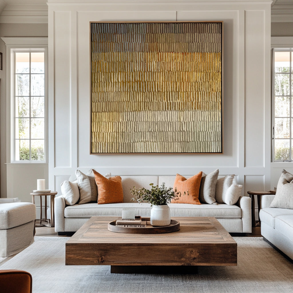 Textured Beige Brown Abstract Painting, Modern Minimalist Wall Art