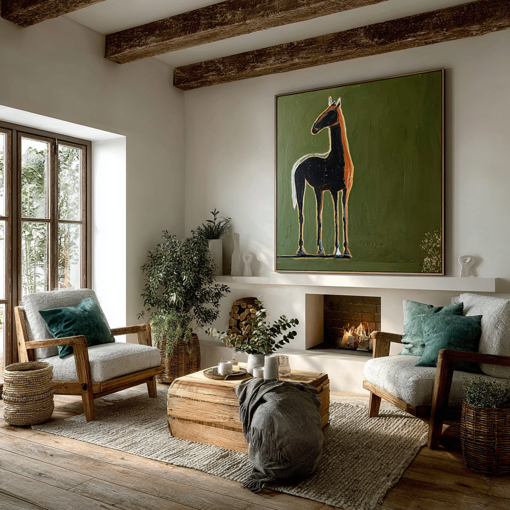 Hand-Painted Abstract Horse Oil Painting - Modern Minimalist Animal Wall Art