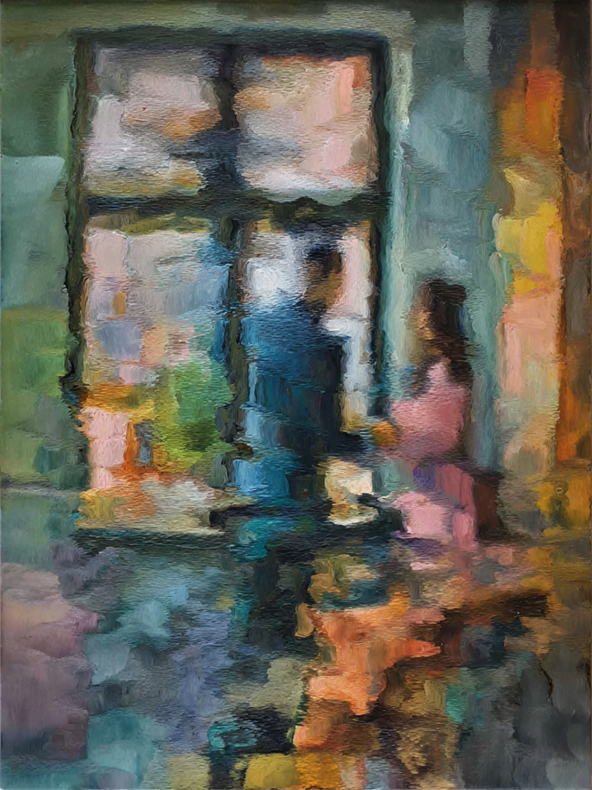 Hand-Painted Abstract Water Reflection Painting -- Modern Contemporary Wall Art Forever