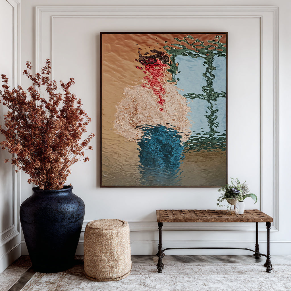 Hand-Painted Abstract Water Reflection Painting -- Modern Contemporary Figurative Canvas Art