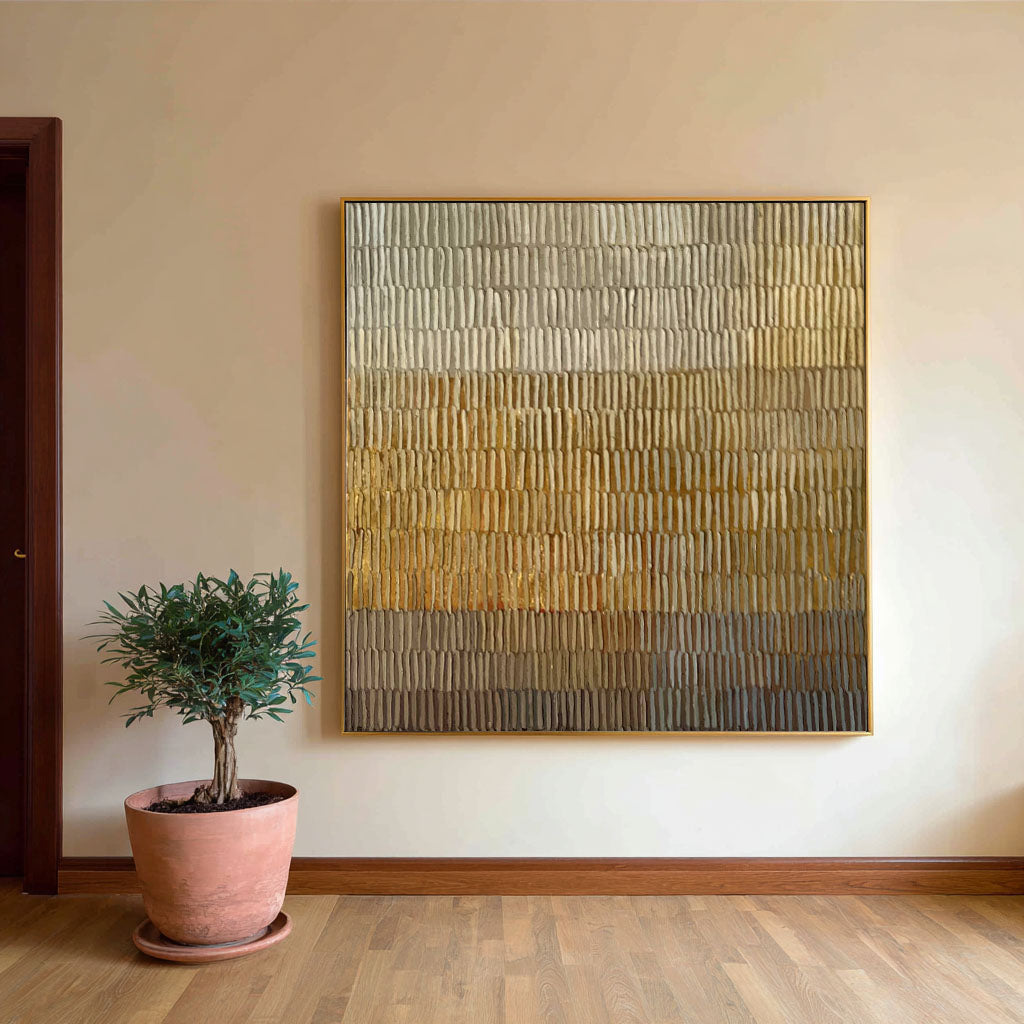 Textured Beige Brown Abstract Painting, Modern Minimalist Wall Art