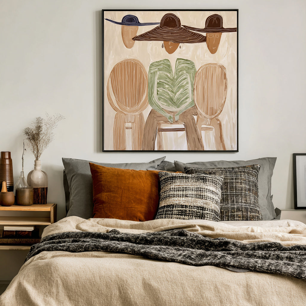 The Gathering -- Large Original Line Art Abstract Figurative Painting