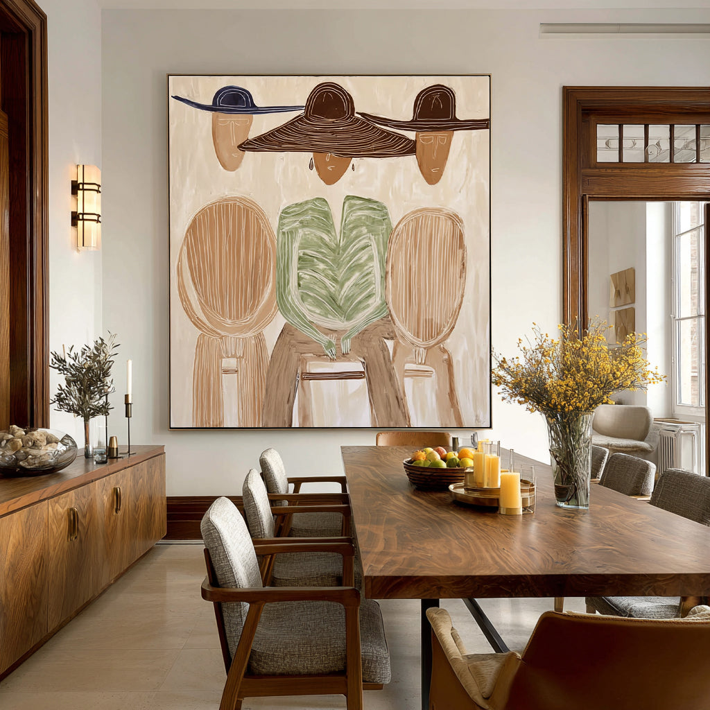 The Gathering -- Large Original Line Art Abstract Figurative Painting